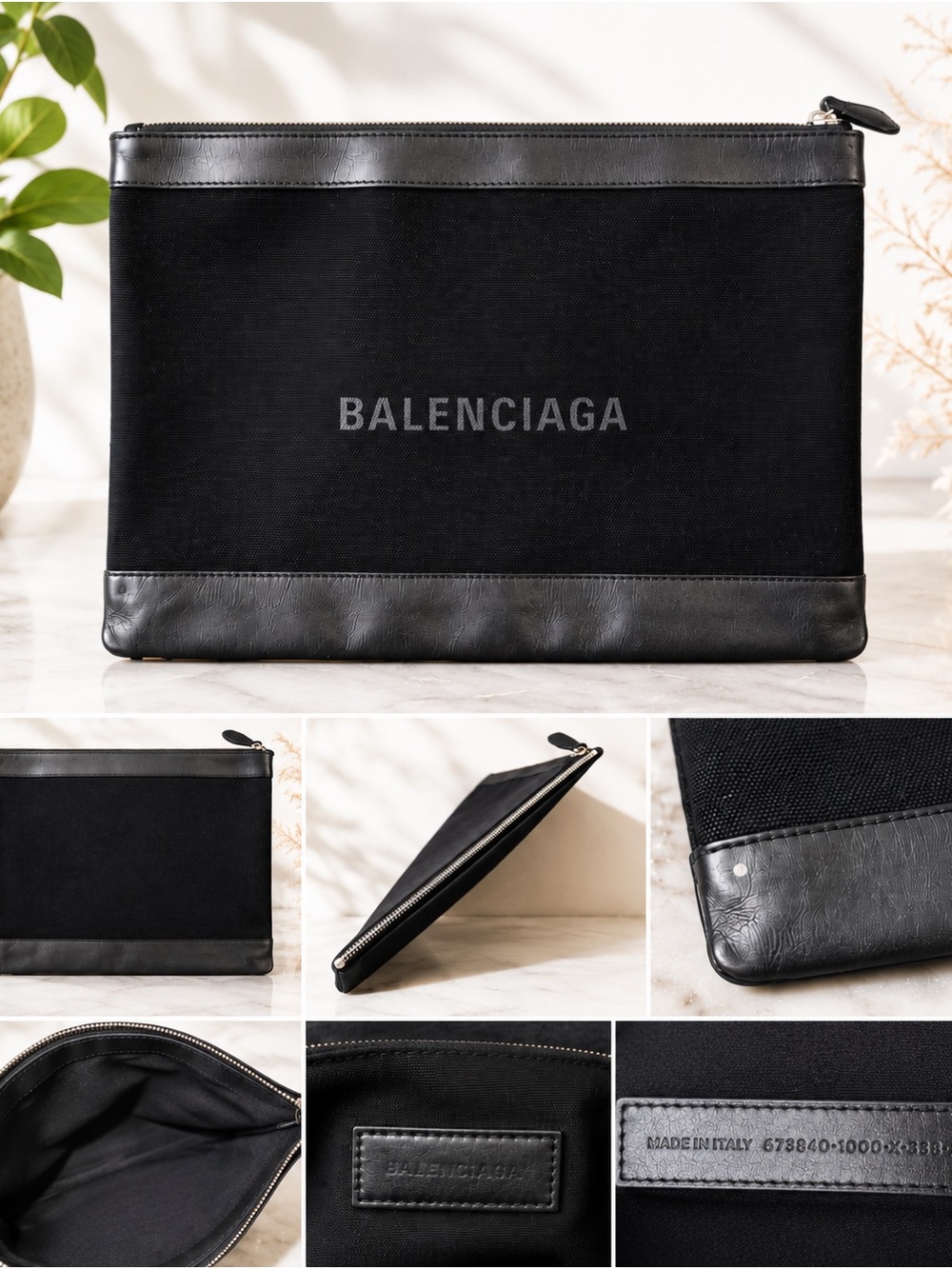 authentic Balenciaga Black Clip Clutch Bag